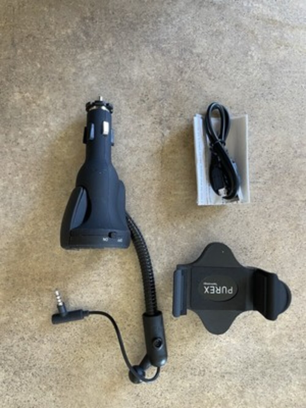 PUREX DLX-37 FM Transmitter + Hands Free + Smartphone Holder + USB Charger